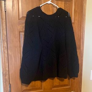 Maurices Black Crew Neck Sweater with Sparkle Details